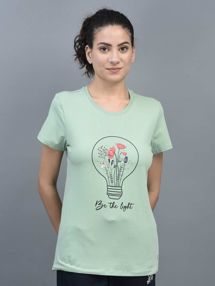 Dollar Women's Printed Stretchable Cotton Round Neck Tshirt