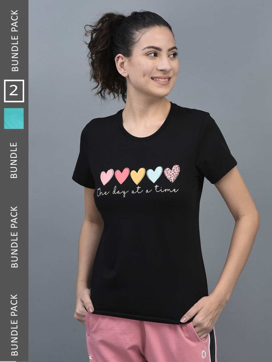 Dollar Women's Printed Stretchable Cotton Round Neck Tshirt