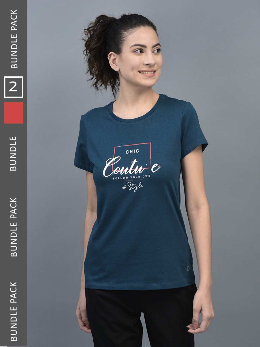 Dollar Women's Printed Stretchable Cotton Round Neck Tshirt