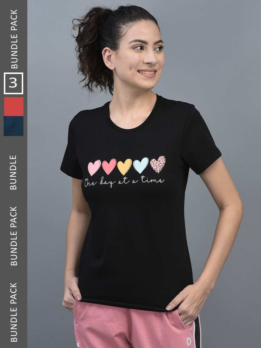 Dollar Women's Printed Stretchable Cotton Round Neck Tshirt