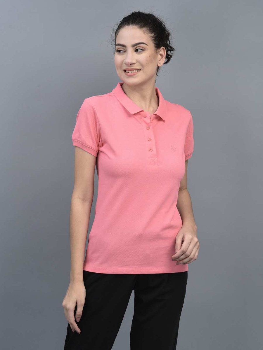 Dollar Women's Solid Premium Cotton Colored Polo Tshirt