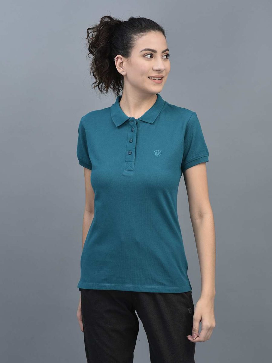 Dollar Women's Solid Premium Cotton Colored Polo Tshirt
