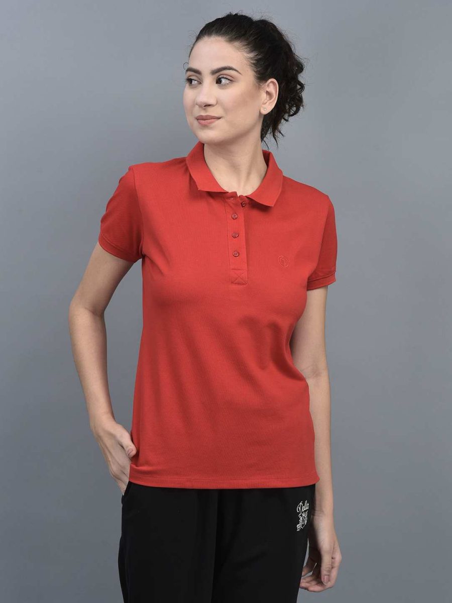 Dollar Women's Solid Premium Cotton Colored Polo Tshirt