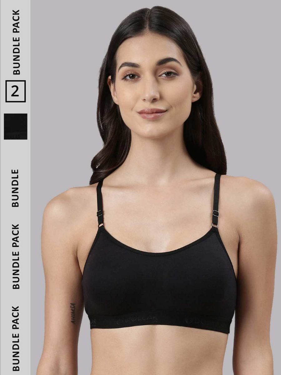 Dollar Missy Pack of 2 Women's Cotton Wire-Free Beginers Bra