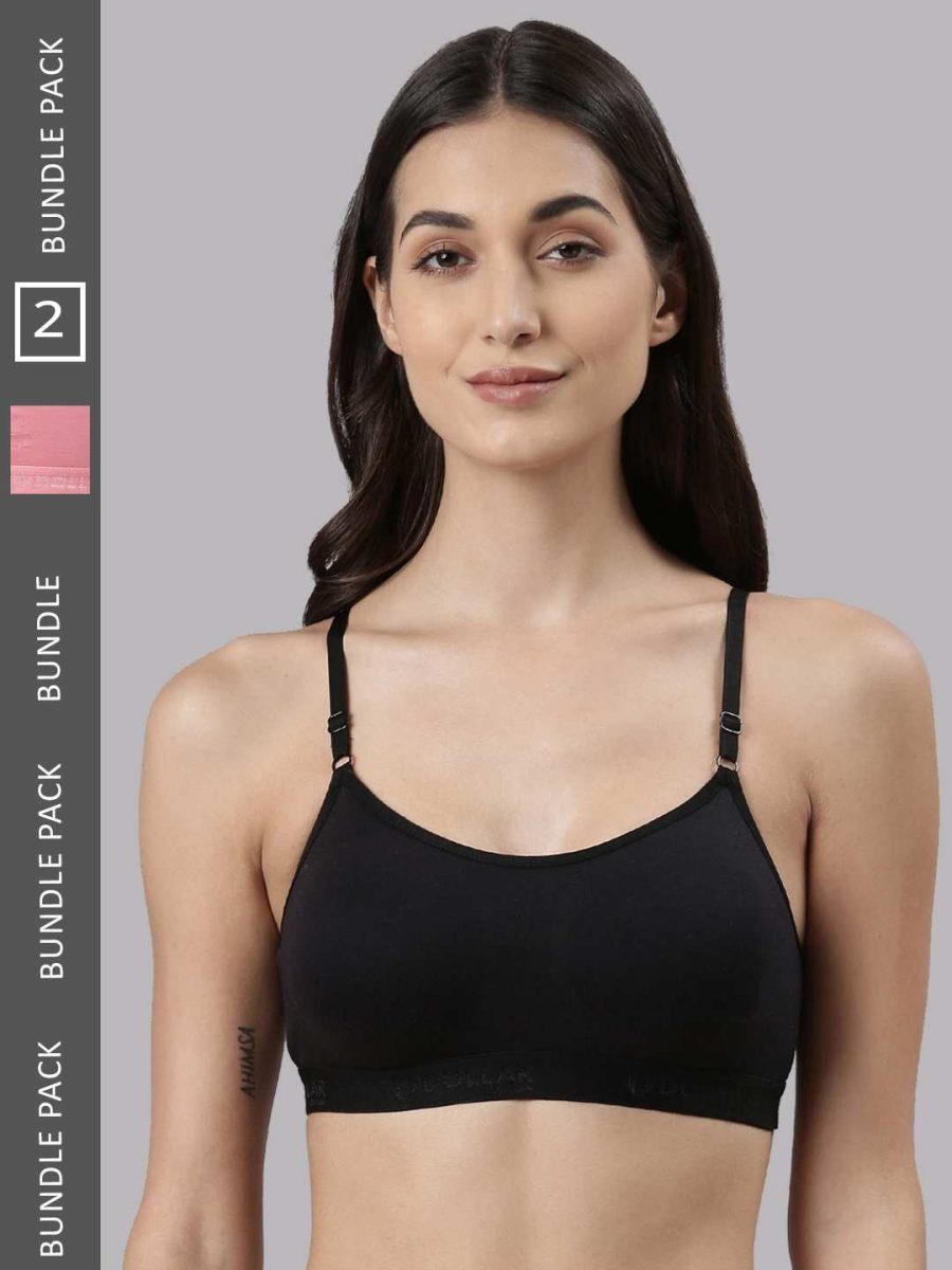 Dollar Missy Pack of 2 Women's Cotton Wire-Free Beginers Bra