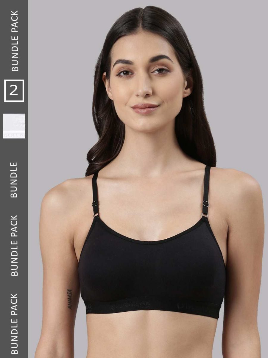 Dollar Missy Pack of 2 Women's Cotton Wire-Free Beginers Bra