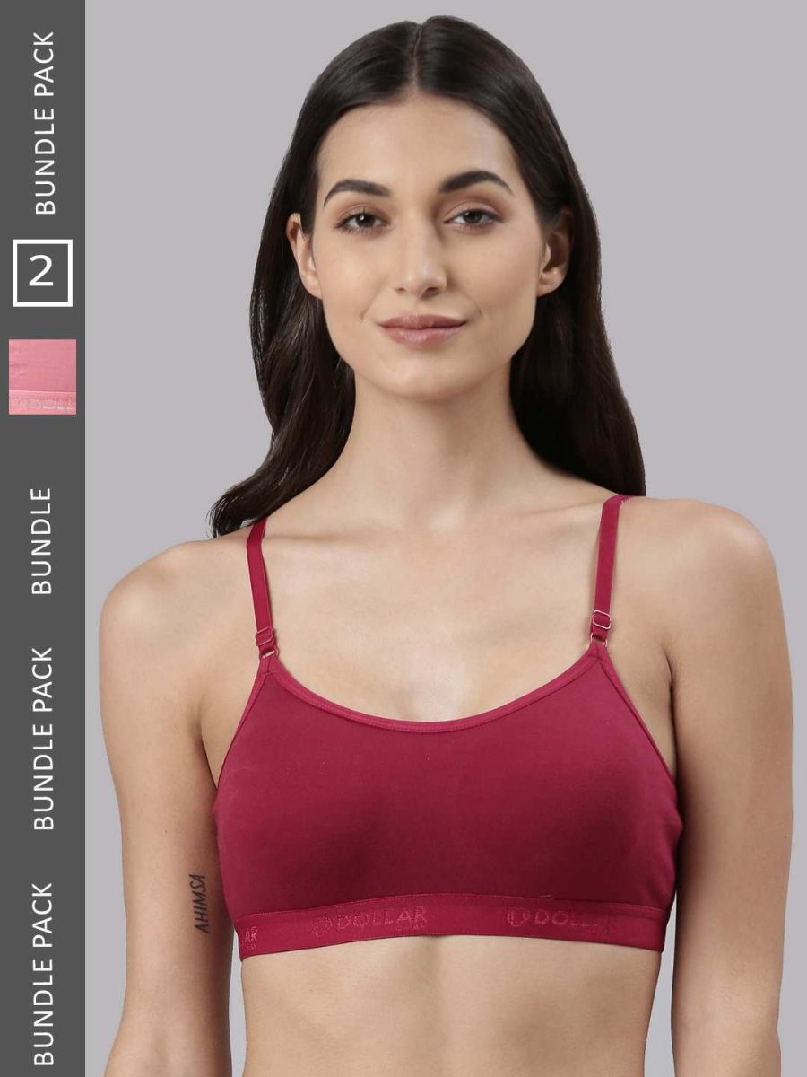 Dollar Missy Pack of 2 Women's Cotton Wire-Free Beginers Bra
