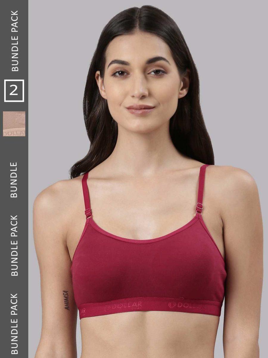 Dollar Missy Pack of 2 Women's Cotton Wire-Free Beginers Bra