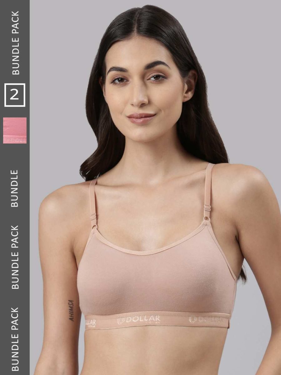 Dollar Missy Pack of 2 Women's Cotton Wire-Free Beginers Bra
