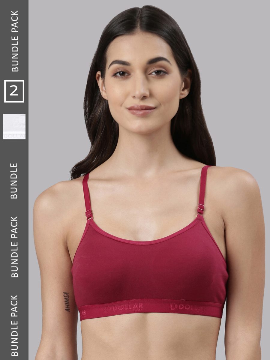 Dollar Missy Pack of 2 Women's Cotton Wire-Free Beginers Bra