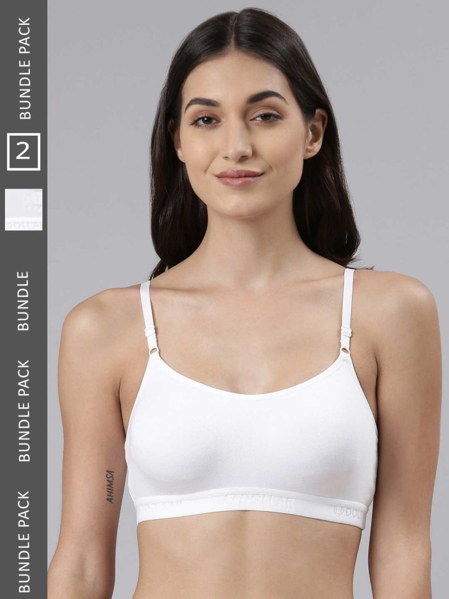 Dollar Missy Pack of 2 Women's Cotton Wire-Free Beginers Bra