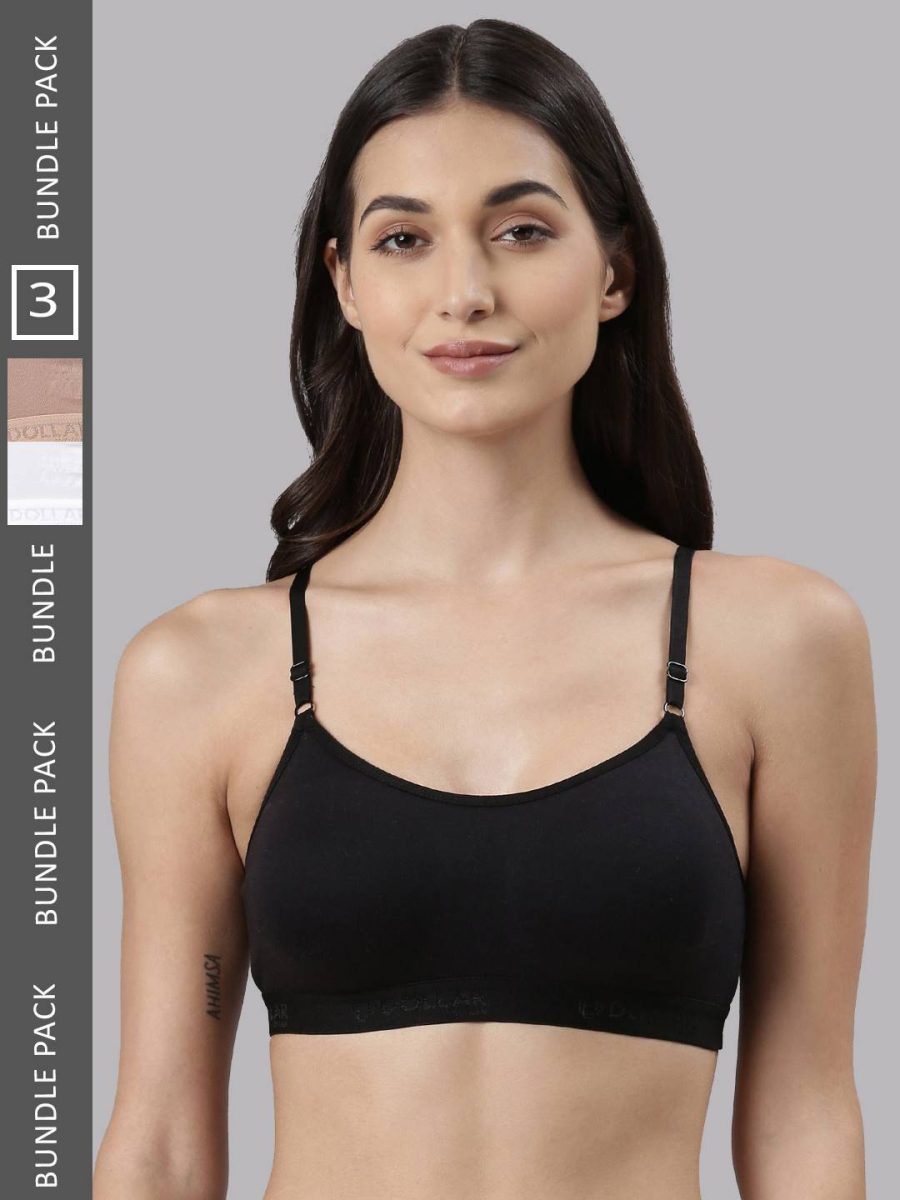 Dollar Missy Pack of 3 Women's Cotton Wire-Free Beginers Bra