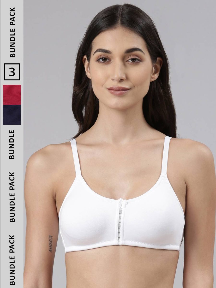 Dollar Missy Pack of 3 Women's Cotton Wire-Free Full Coverage Bra
