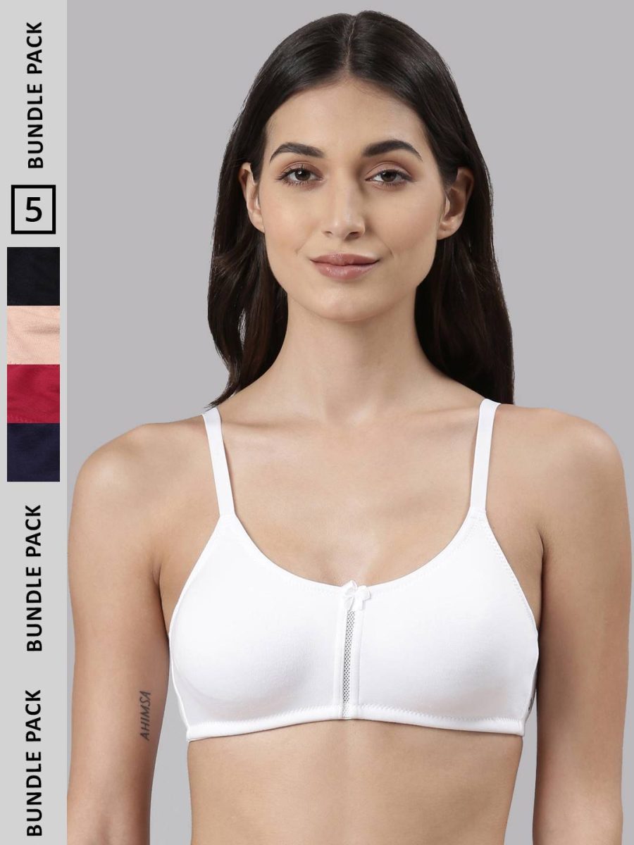 Dollar Missy Pack of 5 Women's Cotton Wire-Free Full Coverage Bra