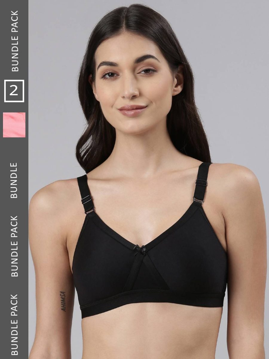 Dollar Missy Pack of 2 Women's Cotton Wire-Free Crossover Support Bra