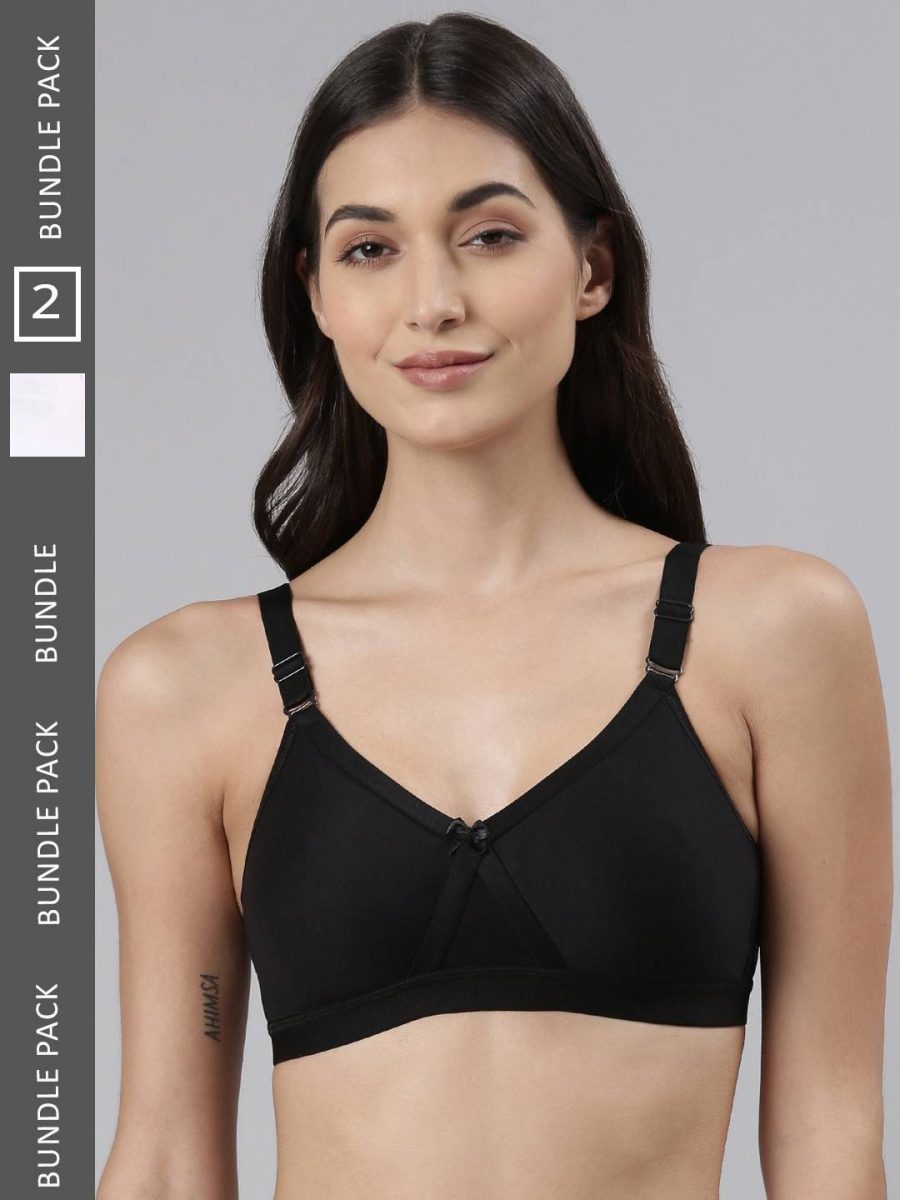 Dollar Missy Pack of 2 Women's Cotton Wire-Free Crossover Support Bra