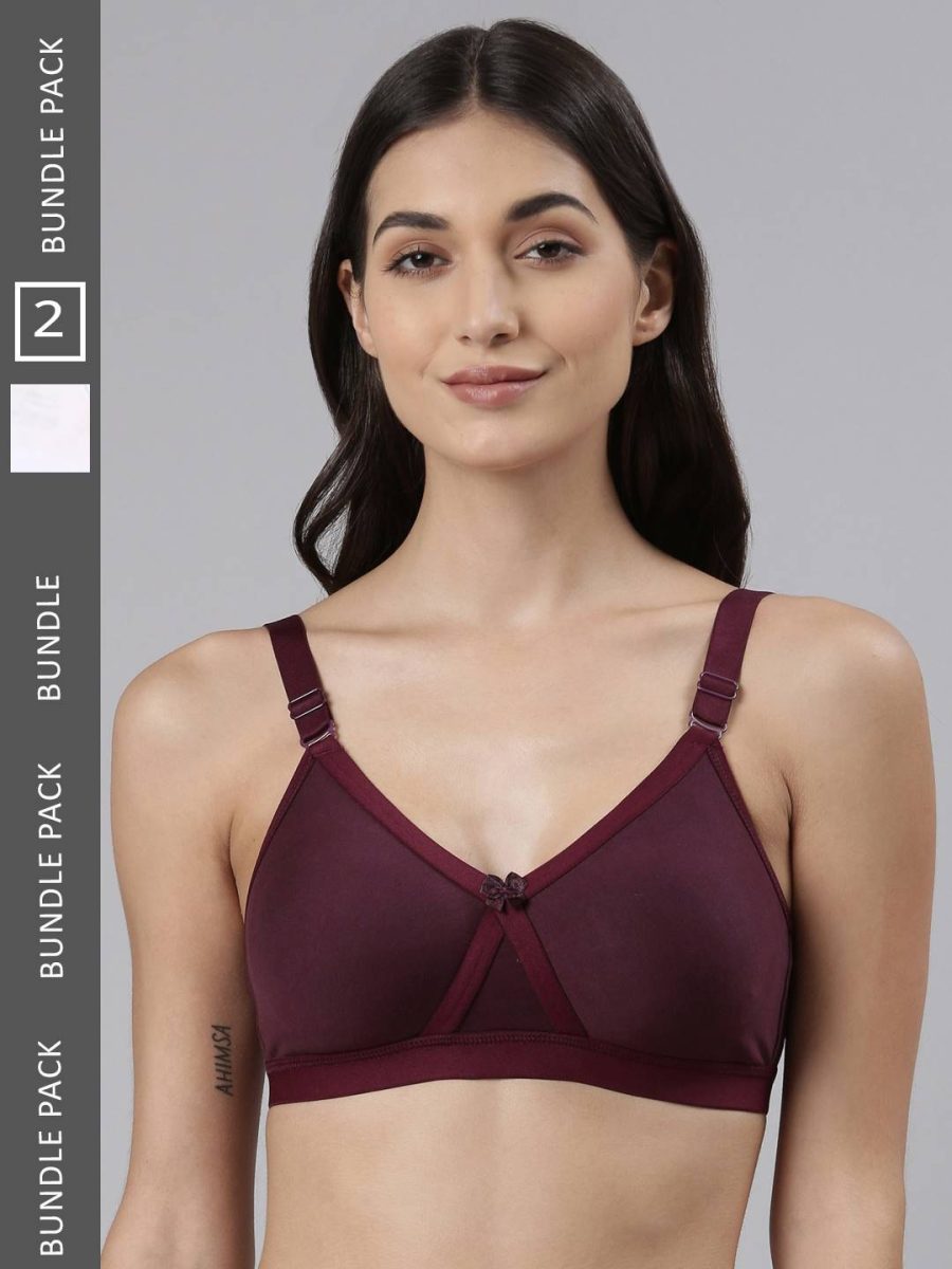 Dollar Missy Pack of 2 Women's Cotton Wire-Free Crossover Support Bra