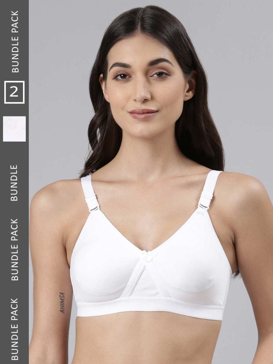 Dollar Missy Pack of 2 Women's Cotton Wire-Free Crossover Support Bra