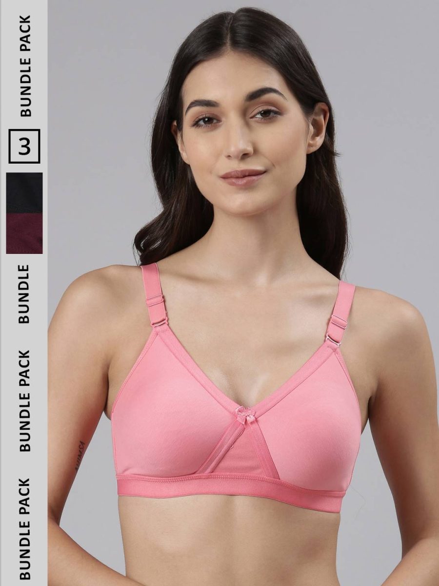 Dollar Missy Pack of 3 Women's Cotton Wire-Free Crossover Support Bra