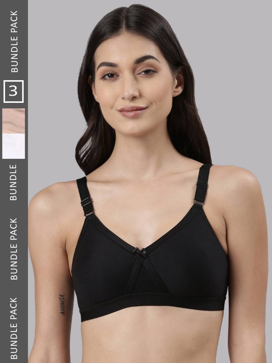 Dollar Missy Pack of 3 Women's Cotton Wire-Free Crossover Support Bra