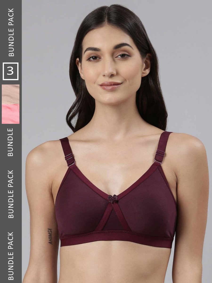 Dollar Missy Pack of 3 Women's Cotton Wire-Free Crossover Support Bra