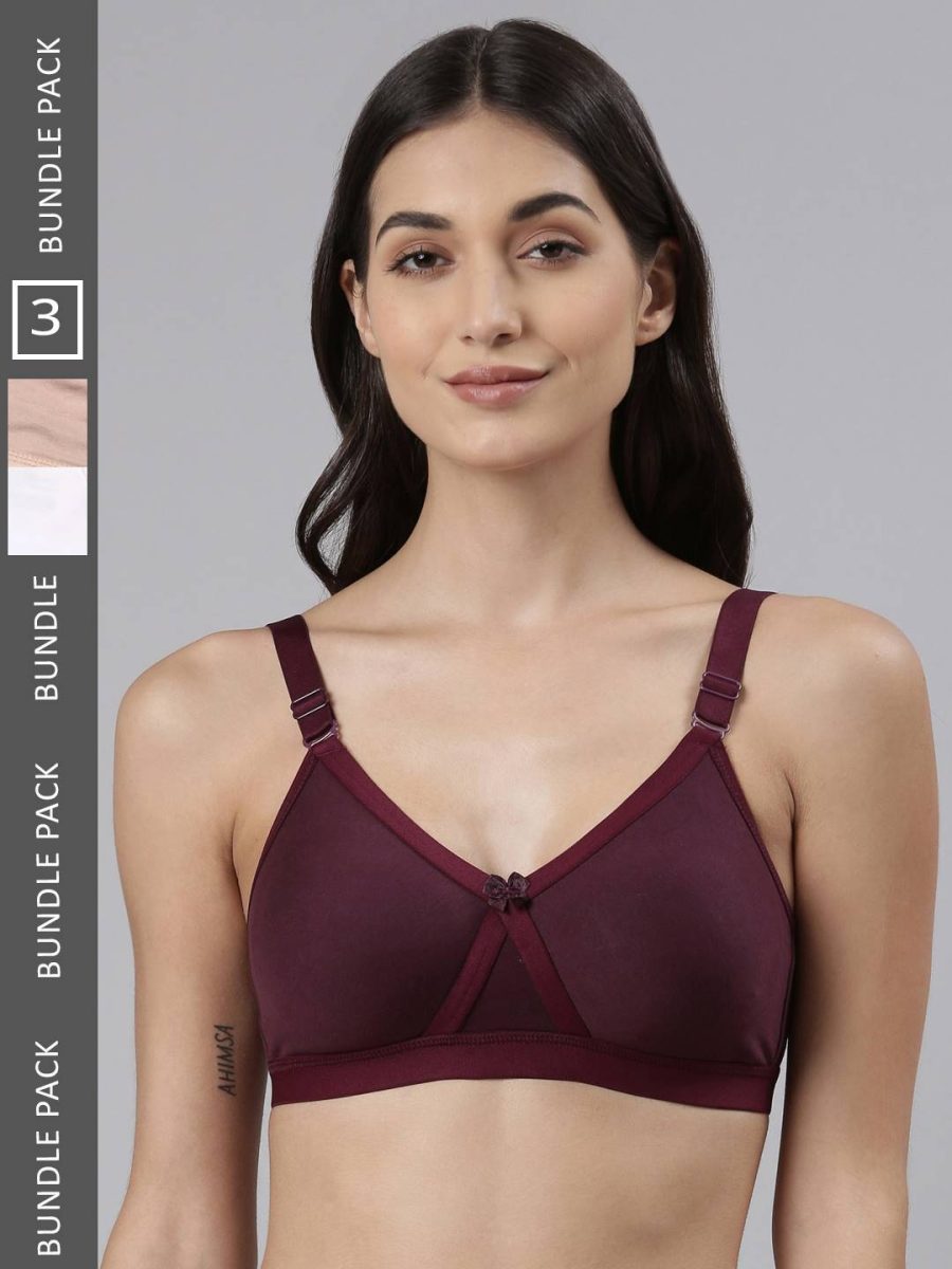 Dollar Missy Pack of 3 Women's Cotton Wire-Free Crossover Support Bra