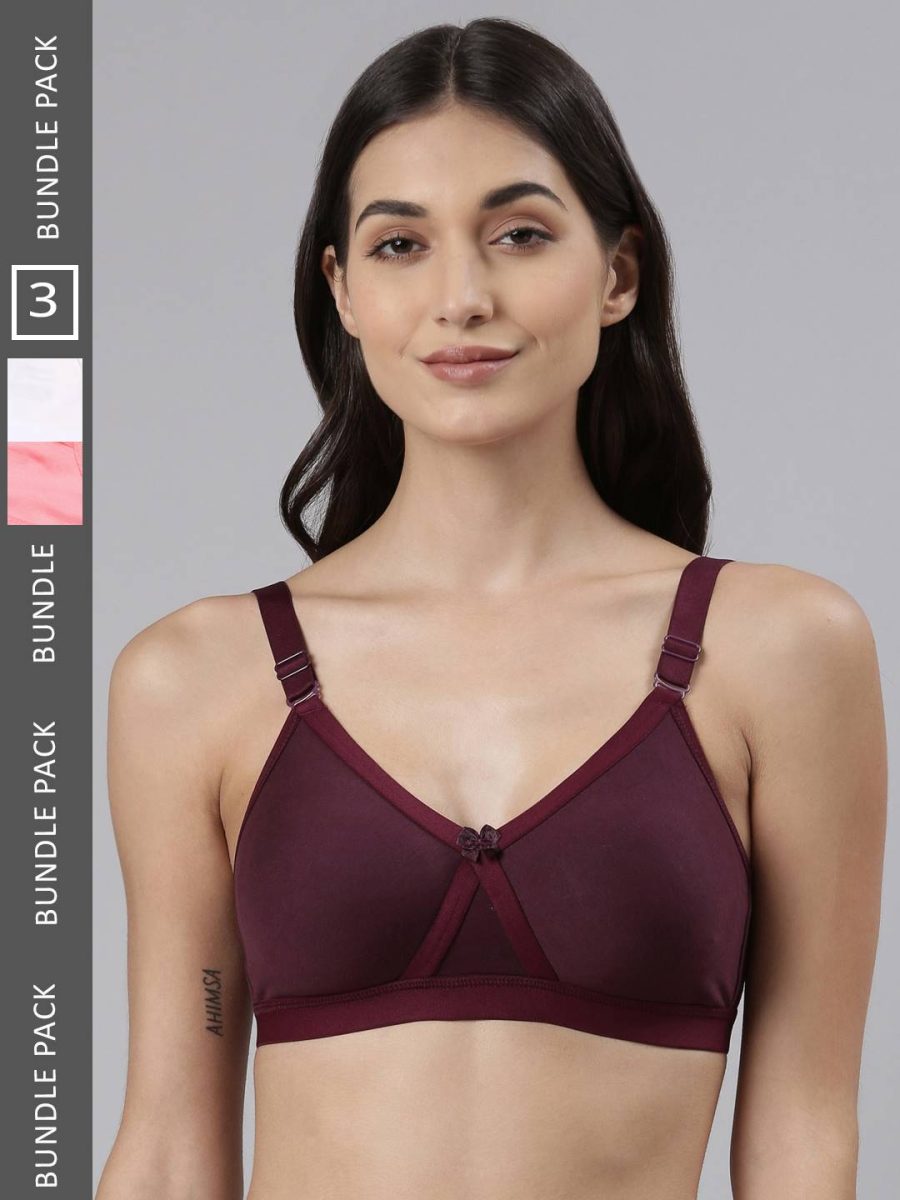 Dollar Missy Pack of 3 Women's Cotton Wire-Free Crossover Support Bra