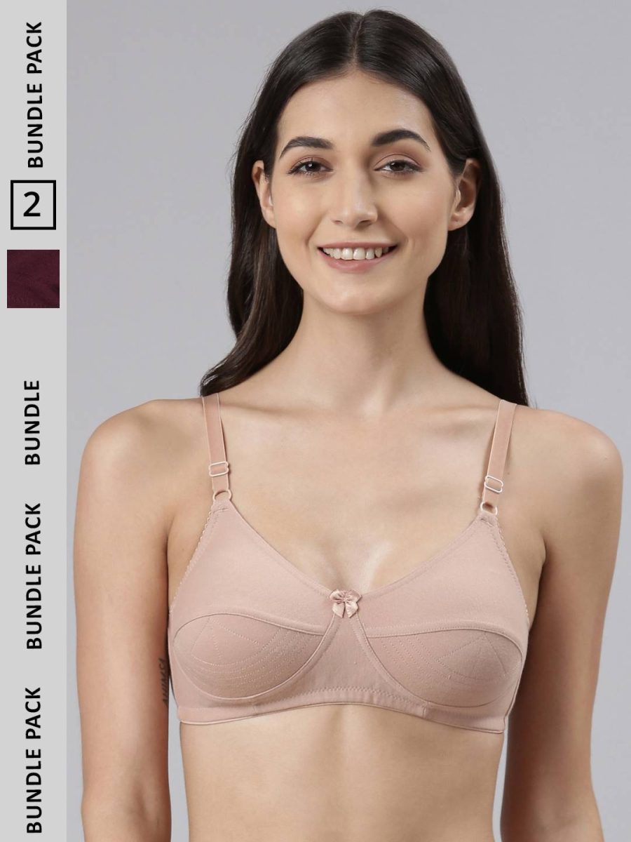 Dollar Missy Pack of 2 Women's Cotton Wire-Free Uplift Support Bra