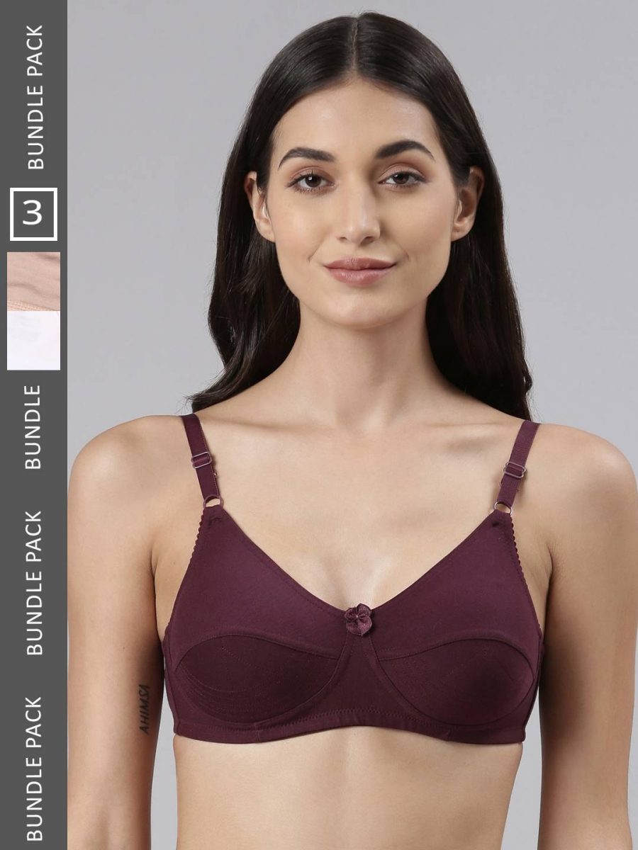 Dollar Missy Pack of 3 Women's Cotton Wire-Free Uplift Support Bra