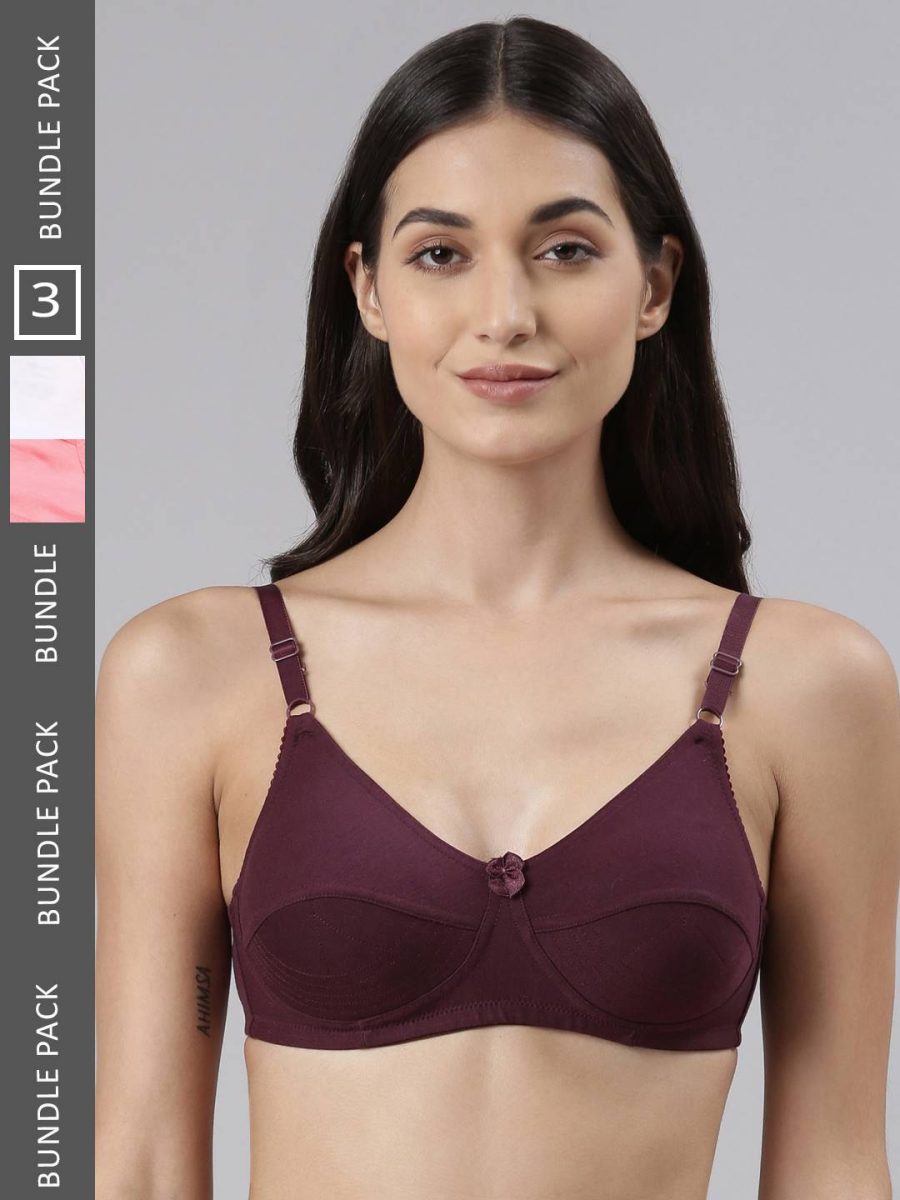 Dollar Missy Pack of 3 Women's Cotton Wire-Free Uplift Support Bra