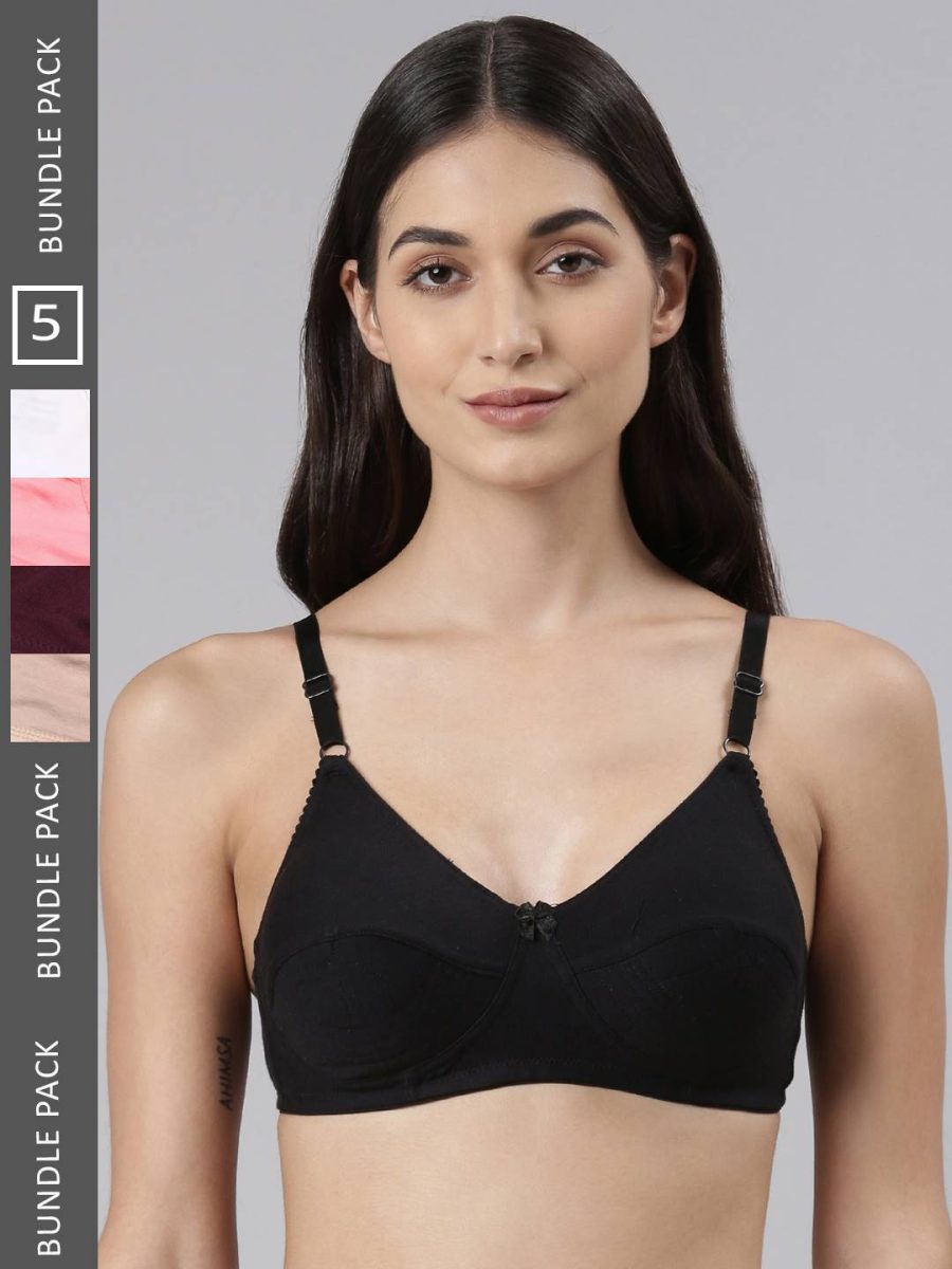 Dollar Missy Pack of 5 Women's Cotton Wire-Free Uplift Support Bra