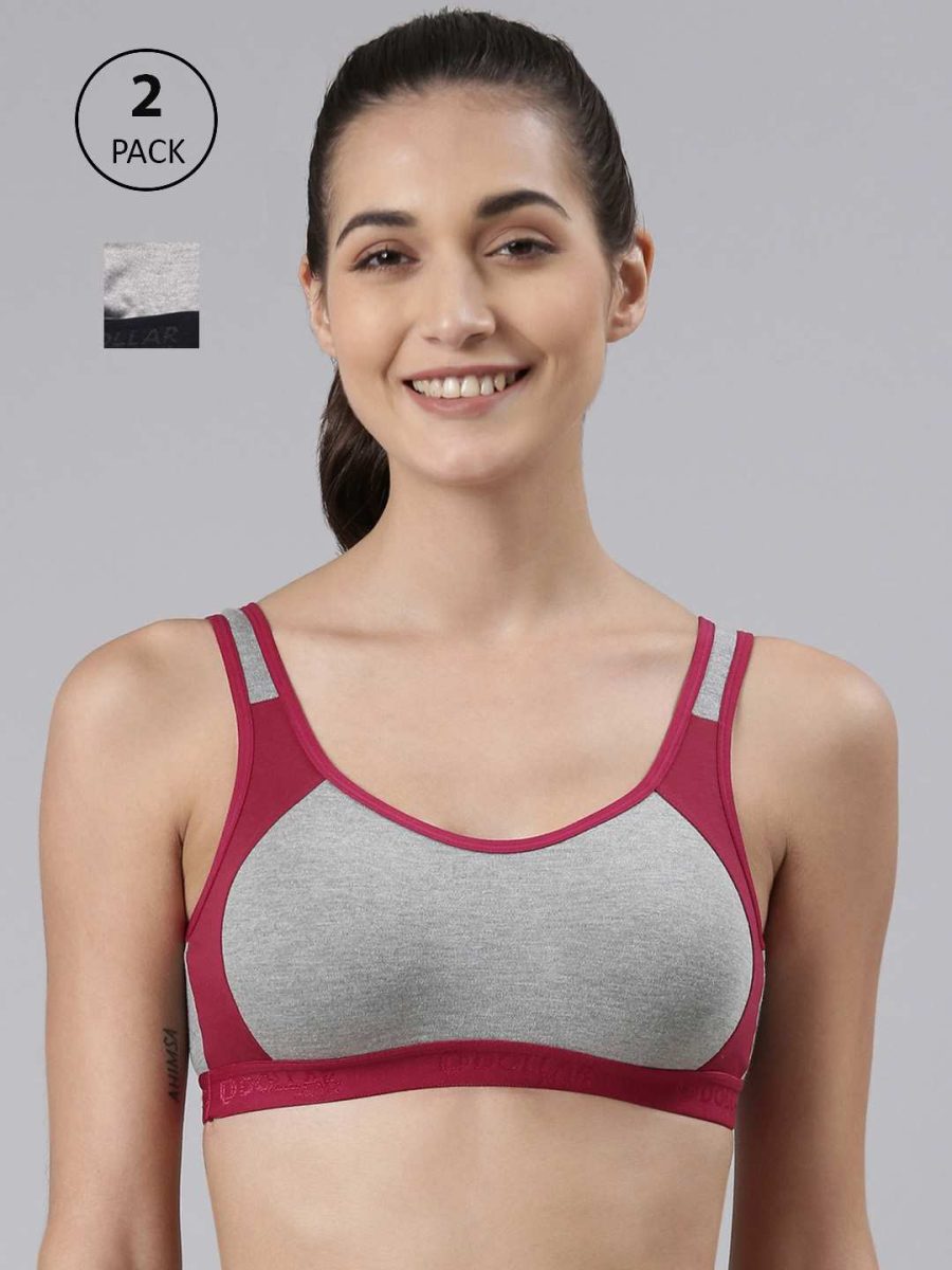 Dollar Missy Pack of 2 Women's Cotton Wire-Free Moulded Sports Bra
