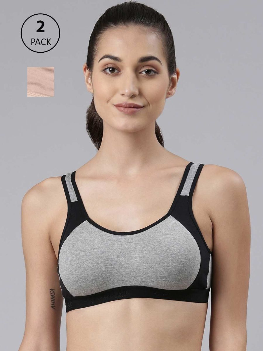 Dollar Missy Pack of 2 Women's Cotton Wire-Free Moulded Sports Bra