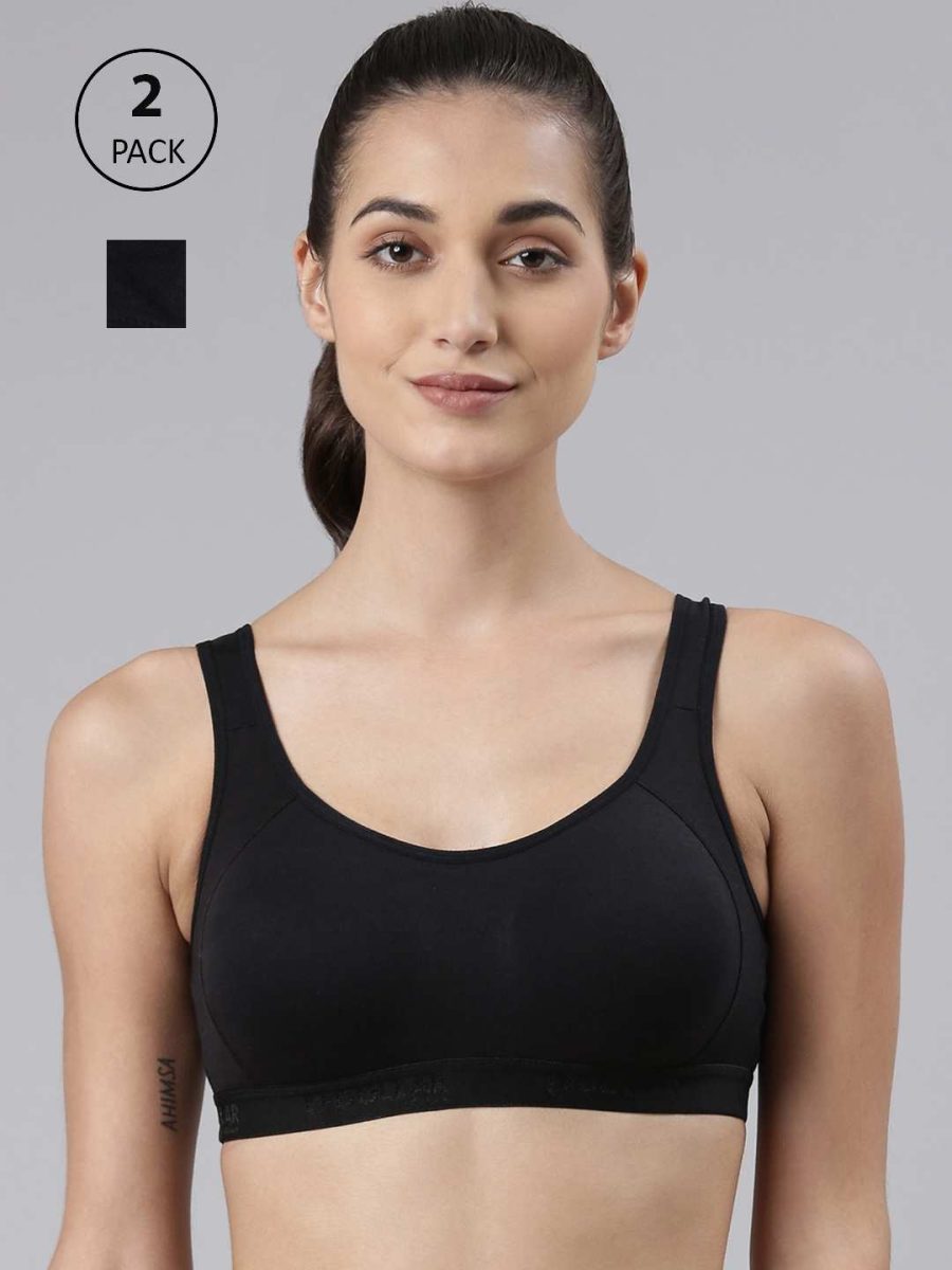 Dollar Missy Pack of 2 Women's Cotton Wire-Free Moulded Sports Bra