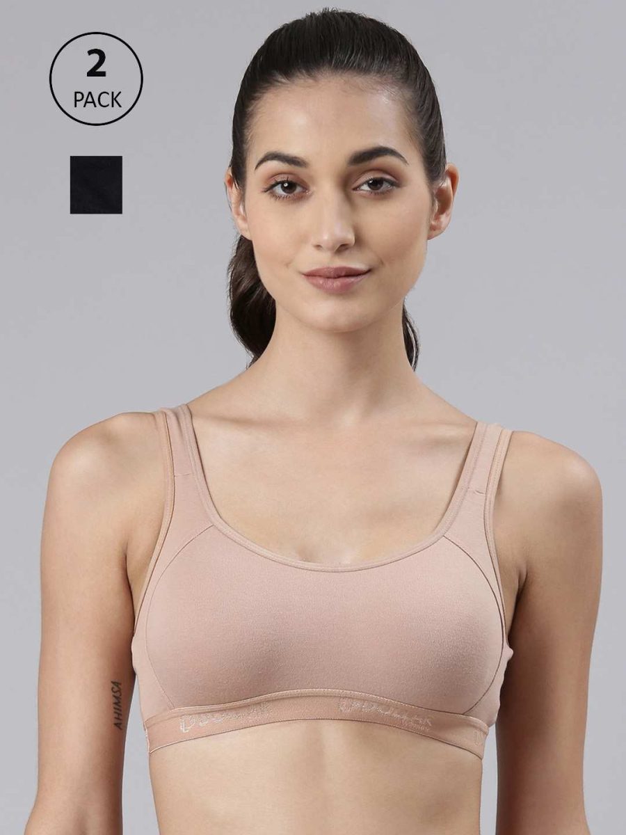 Dollar Missy Pack of 2 Women's Cotton Wire-Free Moulded Sports Bra