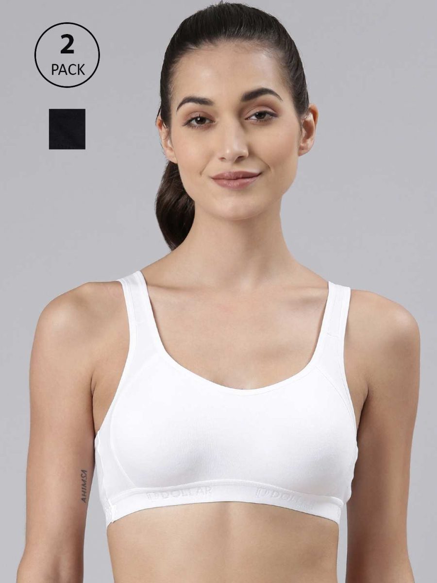 Dollar Missy Pack of 2 Women's Cotton Wire-Free Moulded Sports Bra