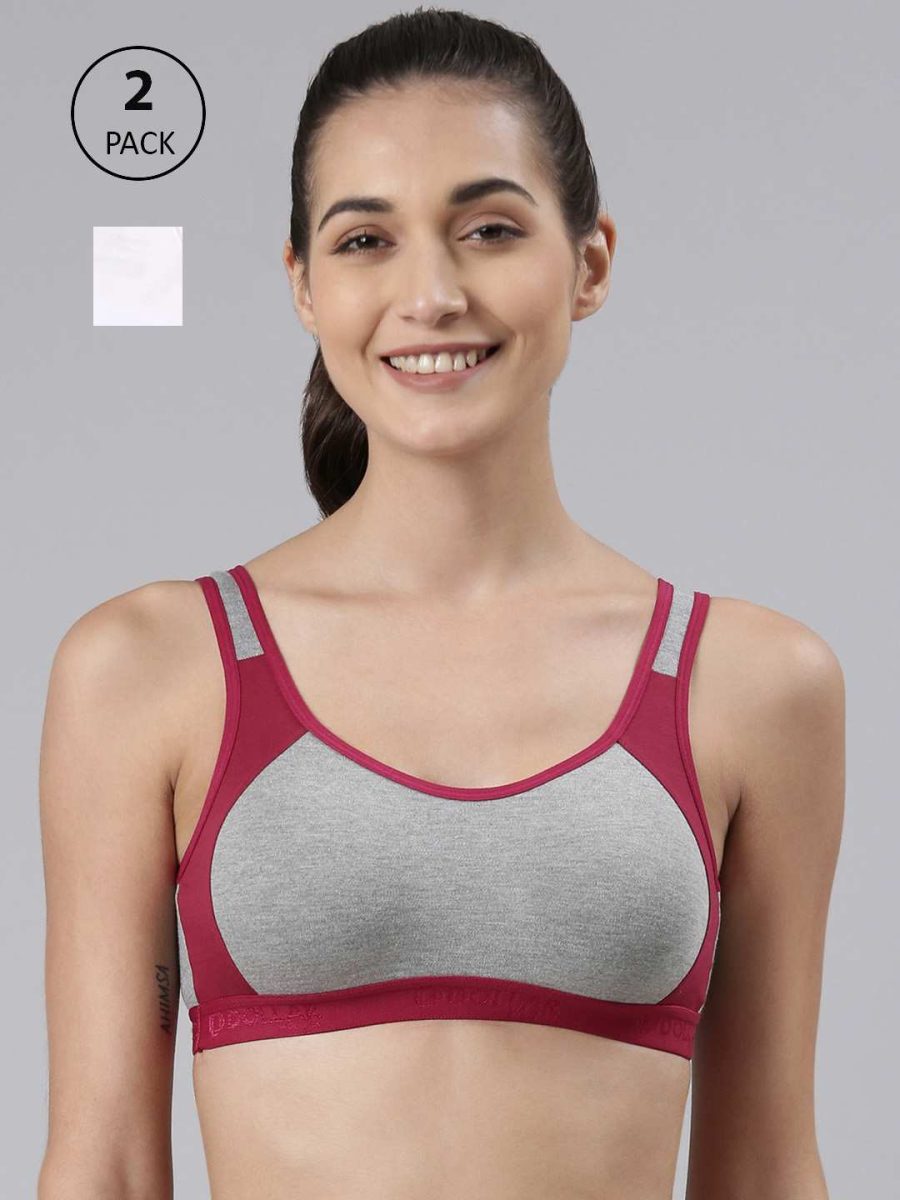 Dollar Missy Pack of 2 Women's Cotton Wire-Free Moulded Sports Bra