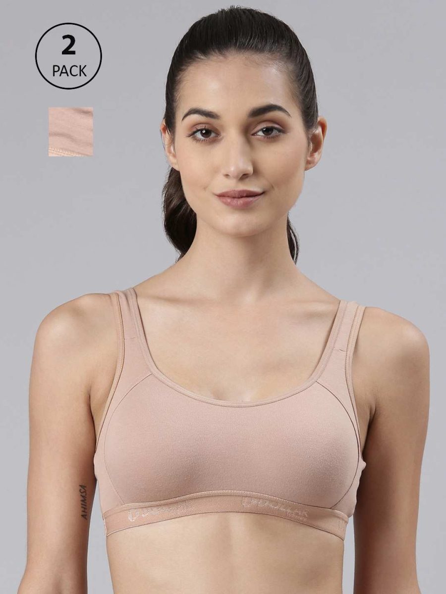 Dollar Missy Pack of 2 Women's Cotton Wire-Free Moulded Sports Bra