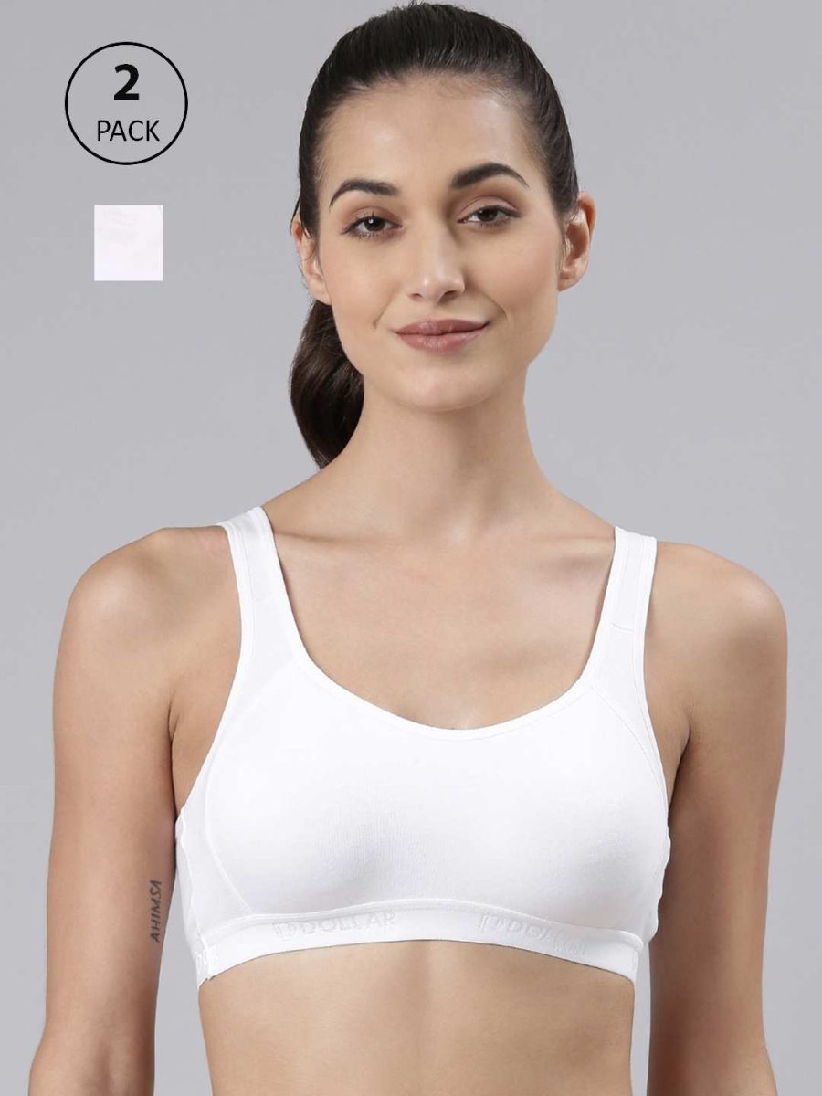 Dollar Missy Pack of 2 Women's Cotton Wire-Free Moulded Sports Bra