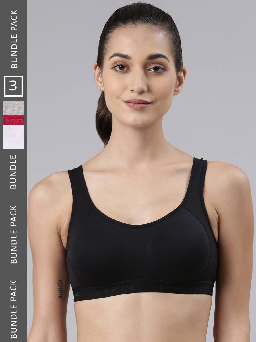 Dollar Missy Pack of 3 Women's Cotton Wire-Free Moulded Sports Bra