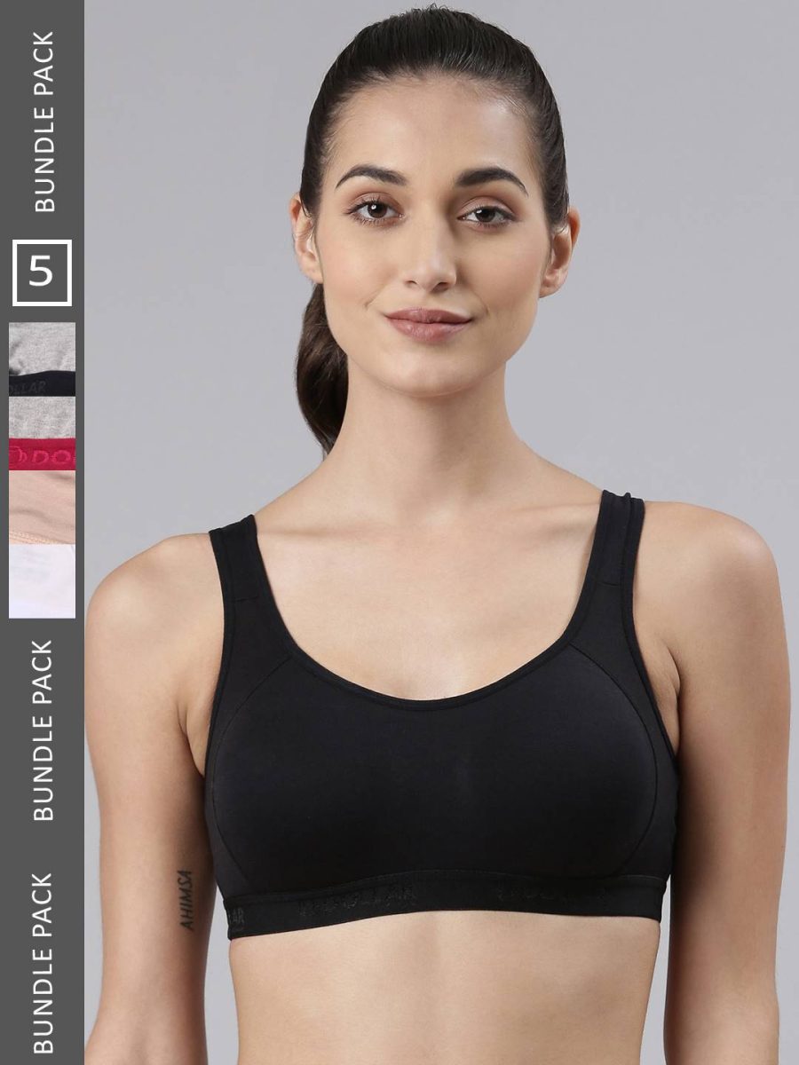 Dollar Missy Pack of 5 Women's Cotton Wire-Free Moulded Sports Bra