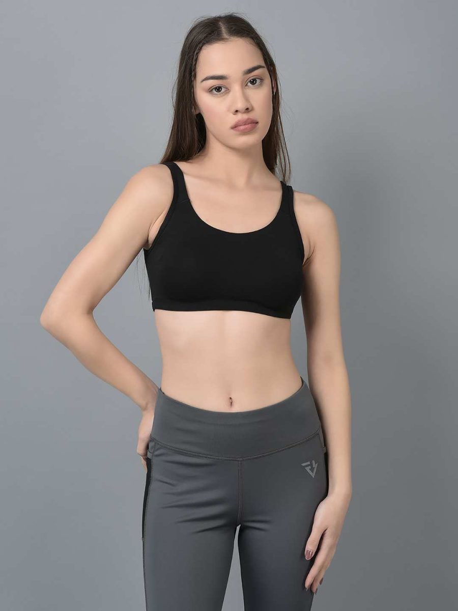 Dollar Missy Pack of 1 Women's Combed Cotton with Stretchy Elastane Wire-Free Moulded Sports Bra