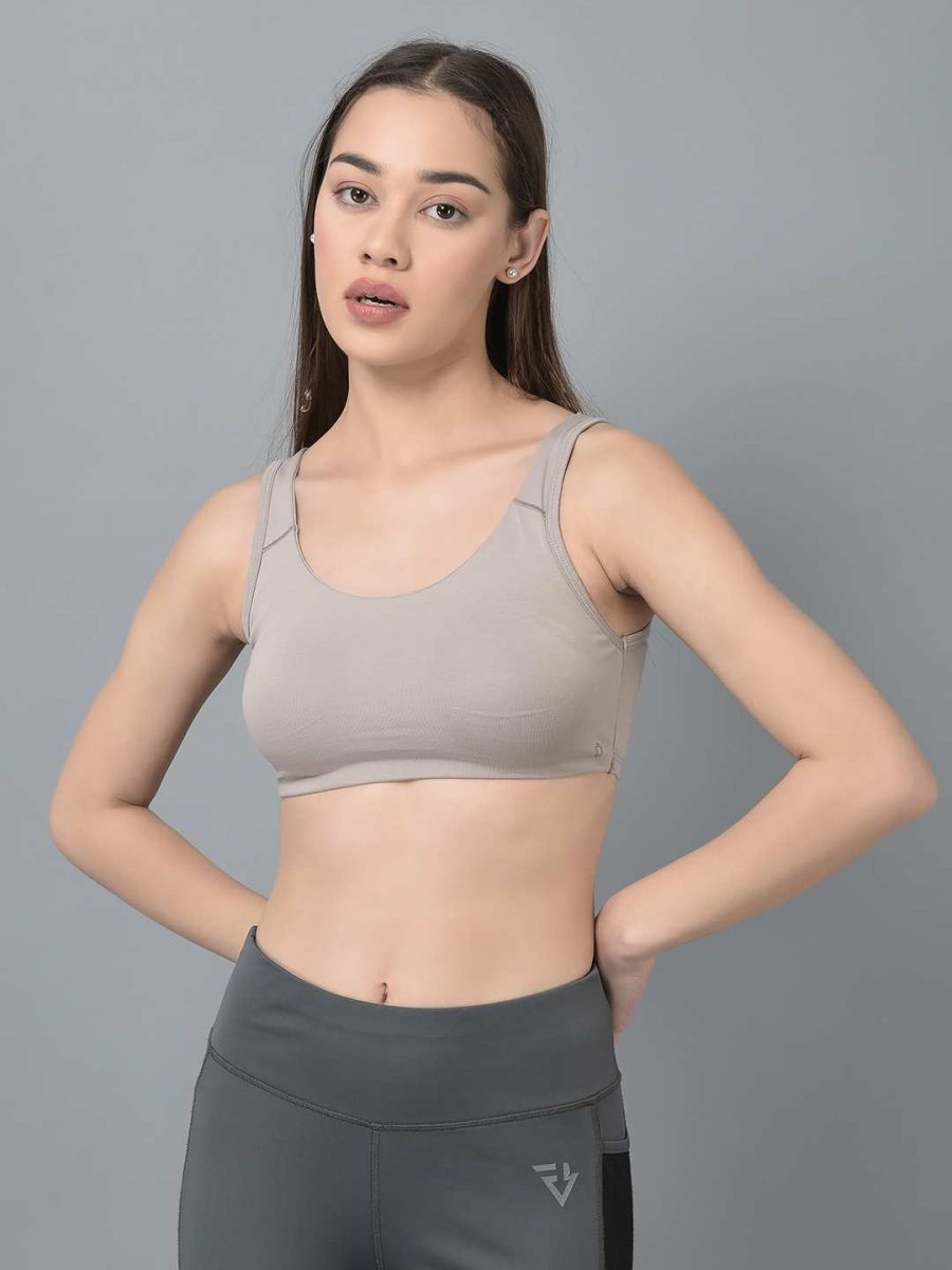Dollar Missy Pack of 1 Women's Combed Cotton with Stretchy Elastane Wire-Free Moulded Sports Bra