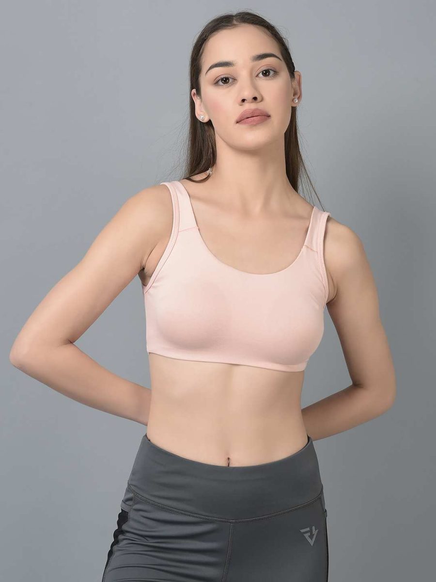Dollar Missy Pack of 1 Women's Combed Cotton with Stretchy Elastane Wire-Free Moulded Sports Bra