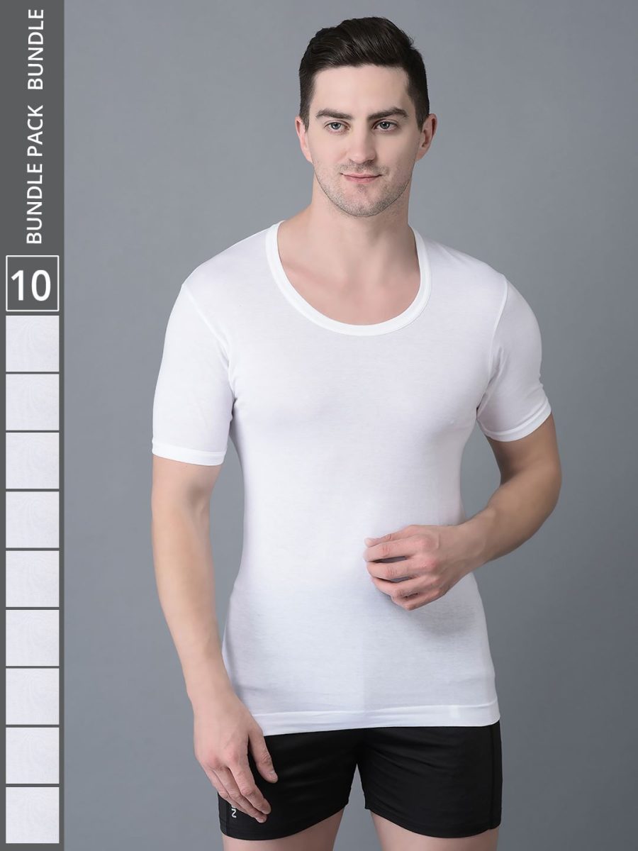 Dollar Bigboss Men's Pack of 10 Solid Egyptian Cotton Vest