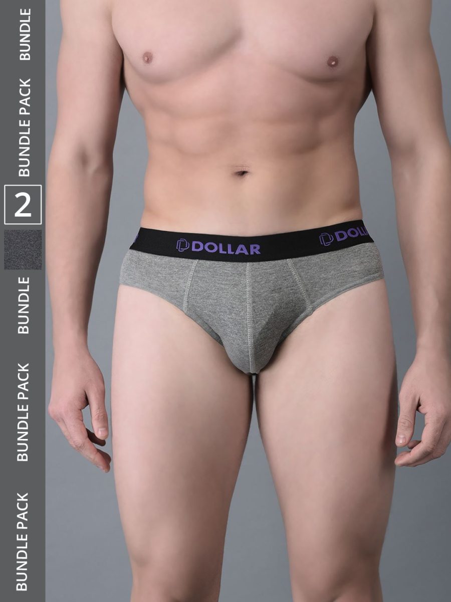 Dollar Bigboss Men's Pack of 2 Cotton Superior Snug Fit Solid Brief