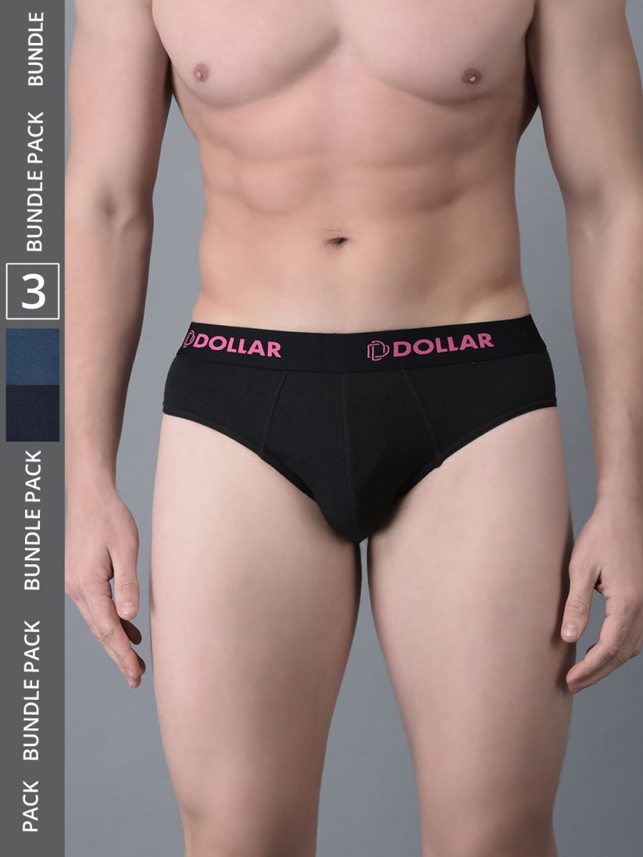Dollar Bigboss Men's Pack of 3 Cotton Superior Snug Fit Solid Brief