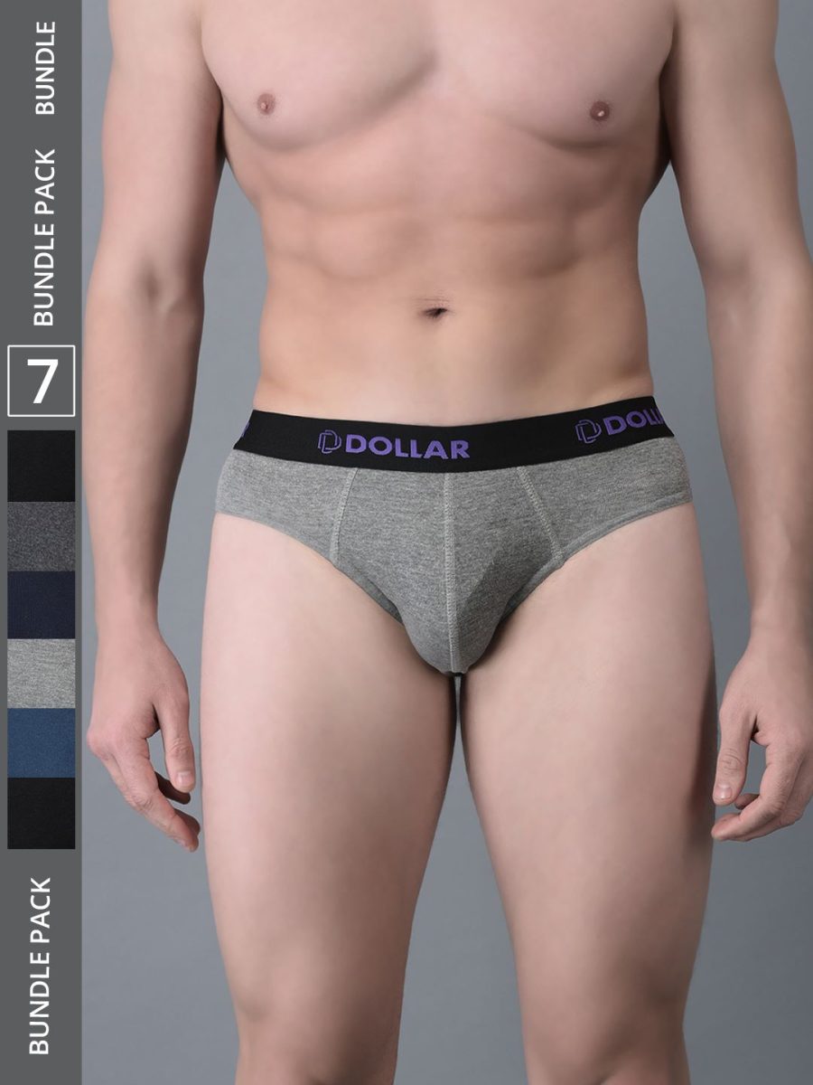 Dollar Bigboss Men's Pack of 7 Cotton Superior Snug Fit Solid Brief