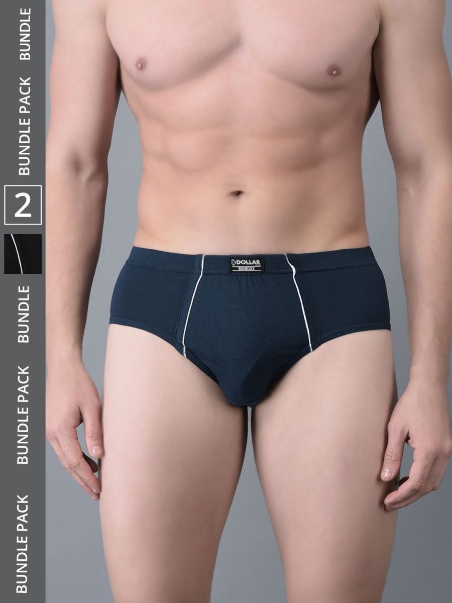 Dollar Bigboss Men's Pack of 2 Combed Cotton Solid Brief With Anti-Microbial Odour Control