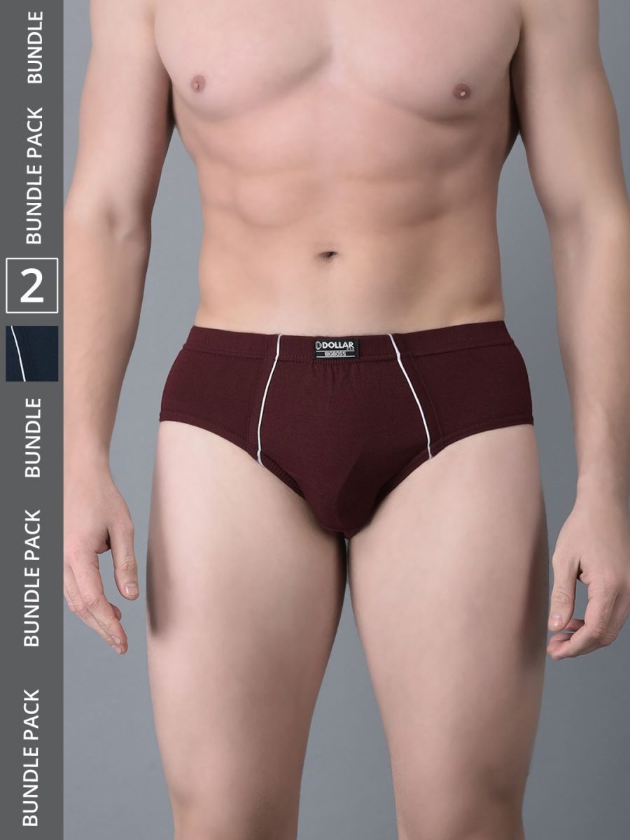 Dollar Bigboss Men's Pack of 2 Combed Cotton Solid Brief With Anti-Microbial Odour Control